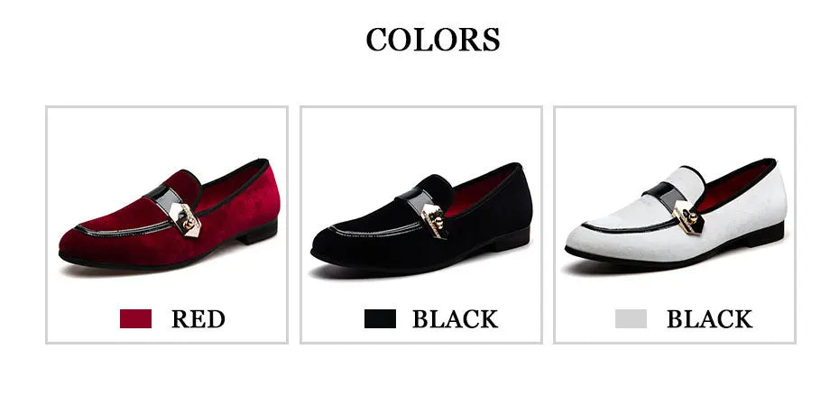 New 2025 Men Moccasins Shoes Men's Loafers Dress Shoes Classic Fashion Metal Decoration Men Velvet Loafers Luxury Wedding Party Shoes