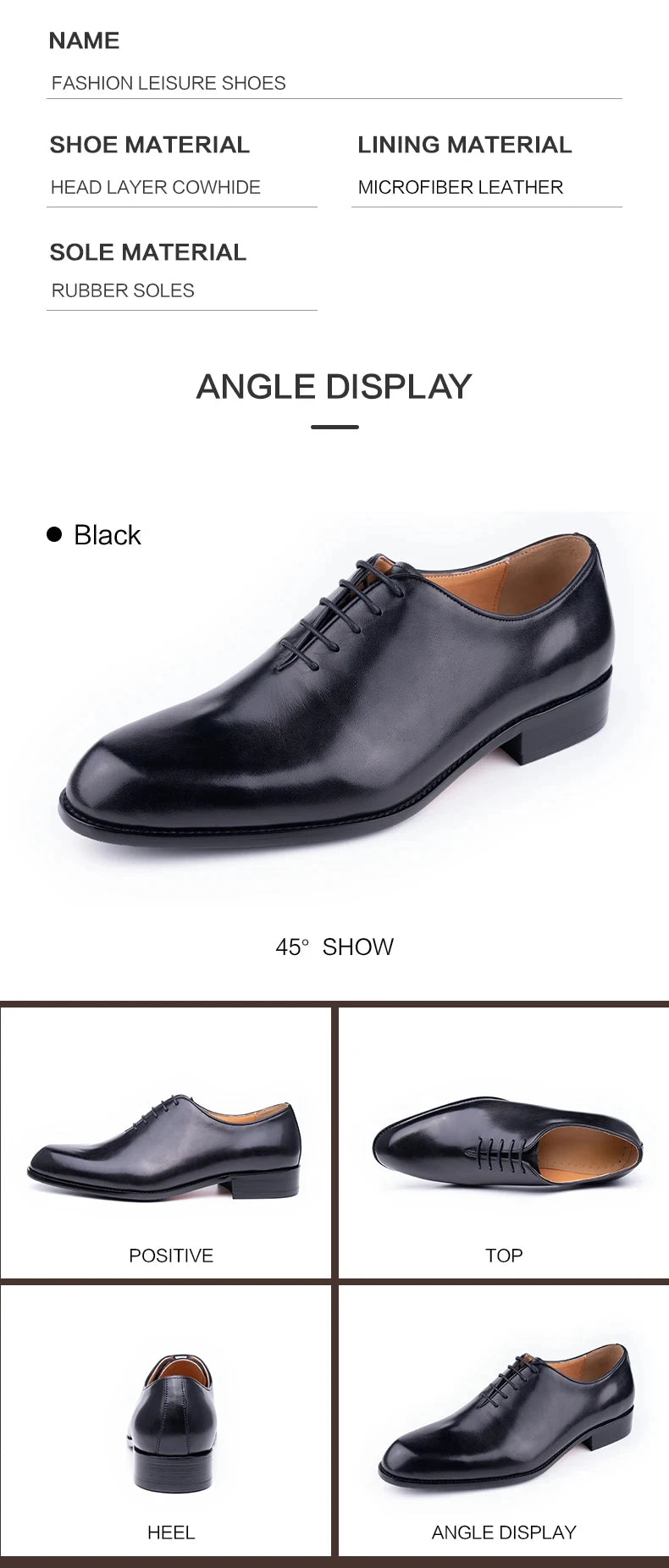 New 2024 Successful Men's Leather Shoes High Quality Handmade Oxford Casual Business Office Work Shoes For Gentleman Lace Up Comfortable