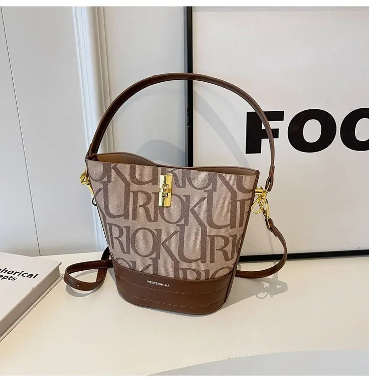 New Collection 2024-2025 Fashionable Retro Bucket Bag New High-capacity Printed Single Shoulder Crossbody Bag  High-quality Designer Handbag for Women FREE  SHIPPING