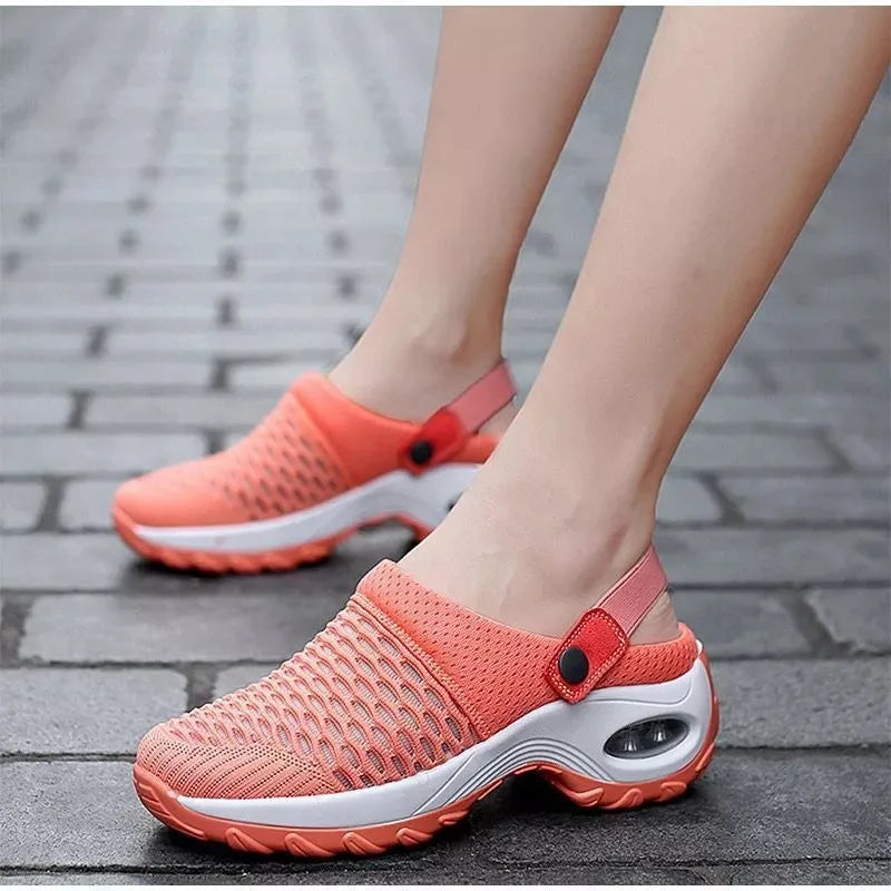 2024 New Summer Baotou After The Empty Net Surface Daily Drag A Slip-on Half Drag Air Cushion Women's Shoes Outside Penetration