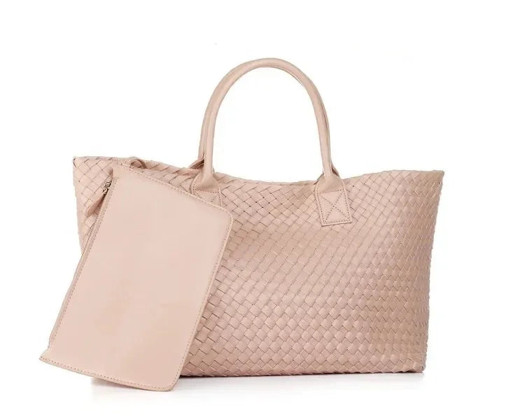 Luxury Woven Tote Women's Handbags Designer Large Shoulder Bags for Women 2025 Fashion PU Shopper Purses Composited Bags Clutch