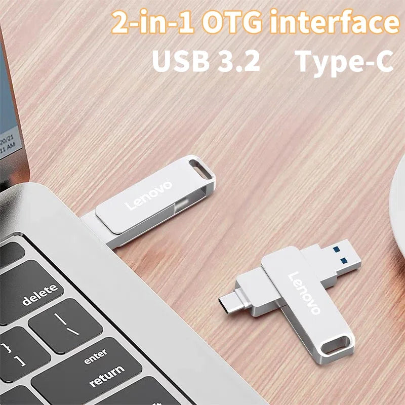 Lenovo 64TB USB Memories Type-c 2-In-1 USB 3.0 Flash Drive 8TB 16TB OTG Pendrive 128GB High Speed Flash Disk 256GB For Computer WHEN YOU ORDER ONE WE WILL OFFER YOU A FREE GIFT WHICH A FREE LAPTOP STAND