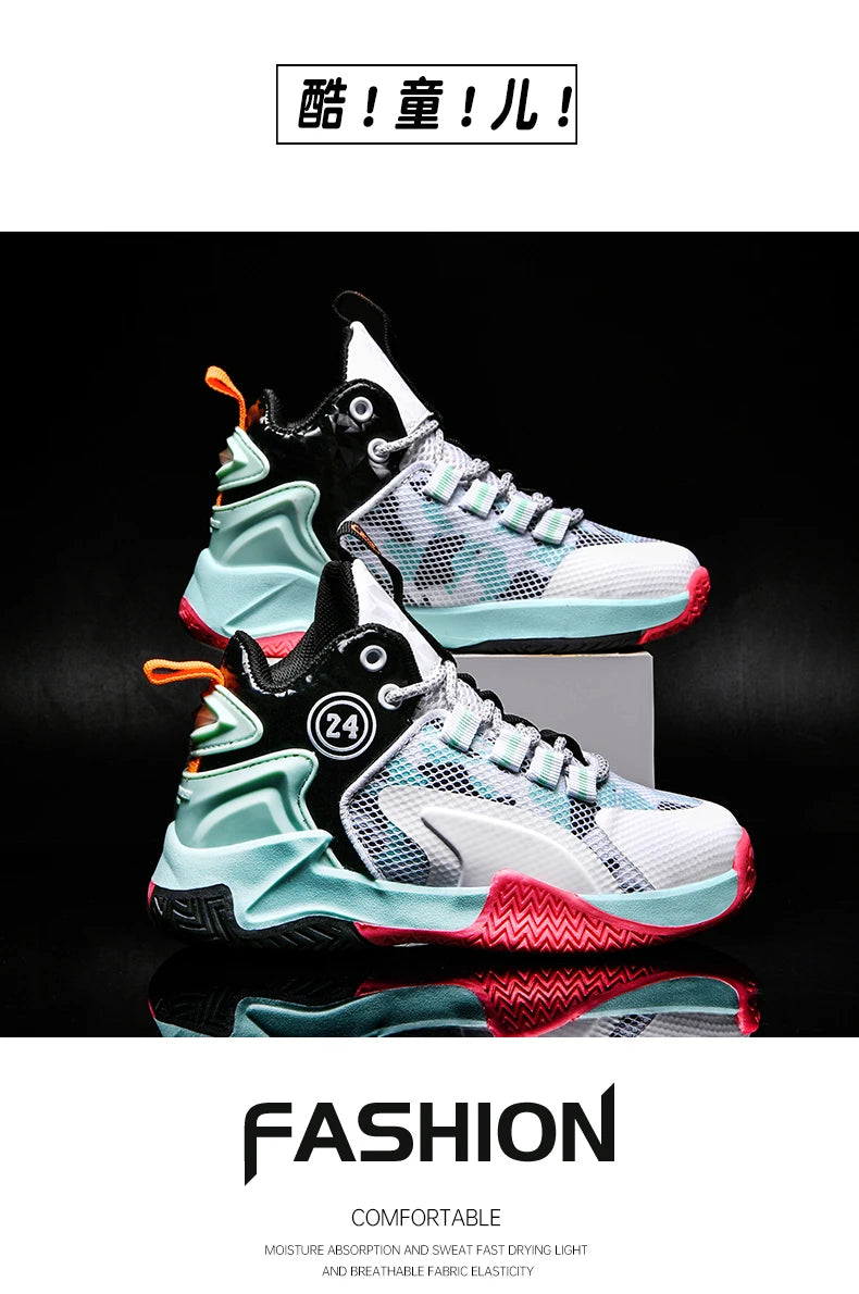 New Kids Basketball Shoes Boys Original Professional Men Field Breathable Gym Cushion Women Basketball Boots Tennis Sports Shoes