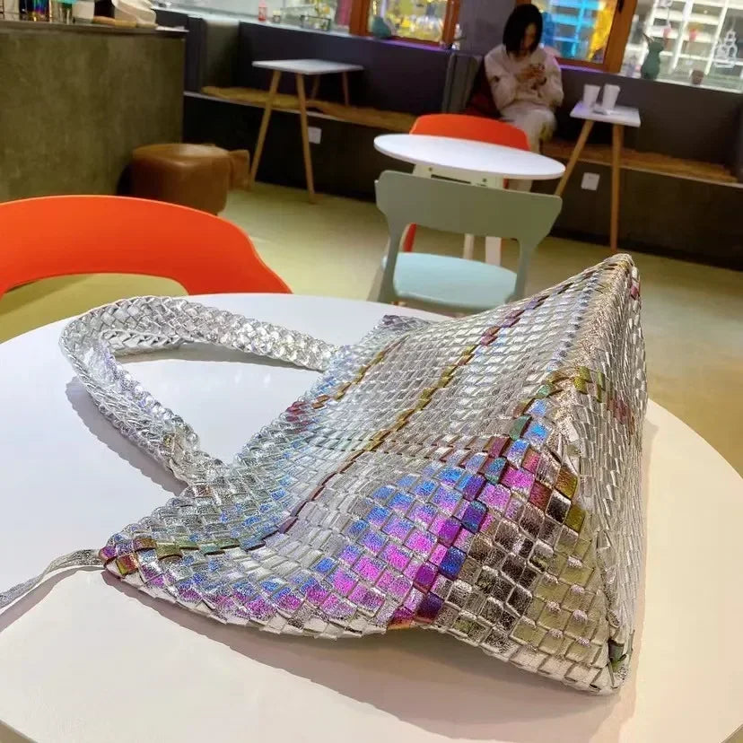 Luxury Woven Tote Women's Handbags Designer Large Shoulder Bags for Women 2025 Fashion PU Shopper Purses Composited Bags Clutch