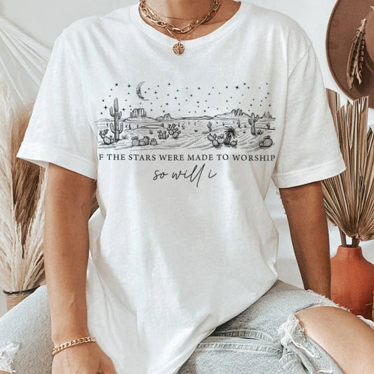 Western Desert Psalm Bible Verse T-Shirt Vintage Short Sleeve God Worship T Shirt Jesus Christ  Faith Tees Women Christian Tops Apparel
