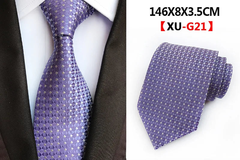 Men's Fashion Tie 8cm Silk Classic Necktie Yellow Blue Plaid Striped Flower Ties Business Wedding Mans Neckwear Gift Accessories