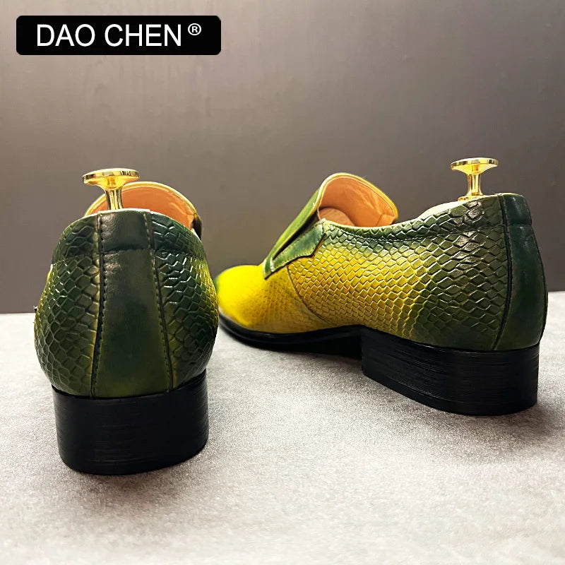 NEW 2024 ITALIAN MEN LOAFERS SHOES BLACK MIXED COLORS SLIP ON REAL LEATHER MEMS DRESS SHOES WEDDING OFFICE BANQUET CASUAL SHOES