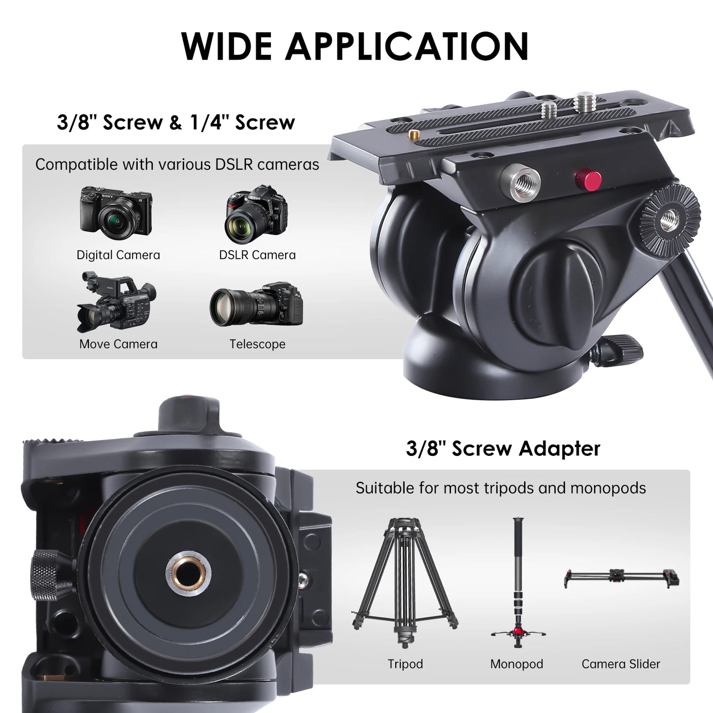 AMAZONY miliboo Heavy Duty Tripod for Camera Video Tripod with Fluid Head Aluminum Camera Tripod for DSLR,Maxload 22lbs with Tripod Bag