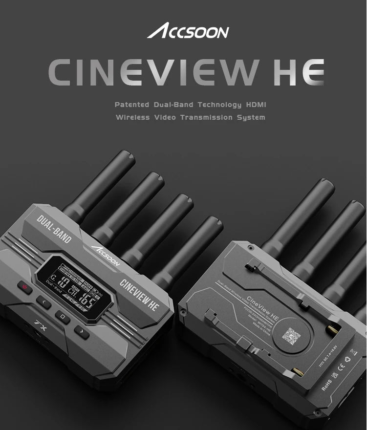 Accsoon CineView HE 2.4Ghz 5Ghz Dual Band Wireless Video Transmitter Receiver Multi-Spectrum Wireless Video Transmission System