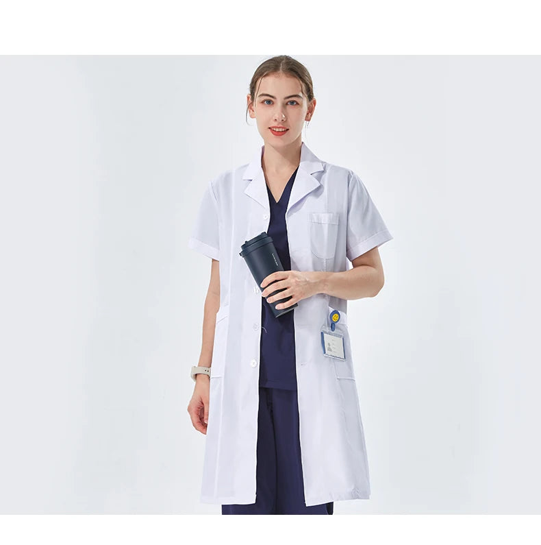 NEW 2024  White Lab Coat for Women Men Students Chemistry Healthcare Professionals Nurse Long Sleeves Doctor Work Robe XK002