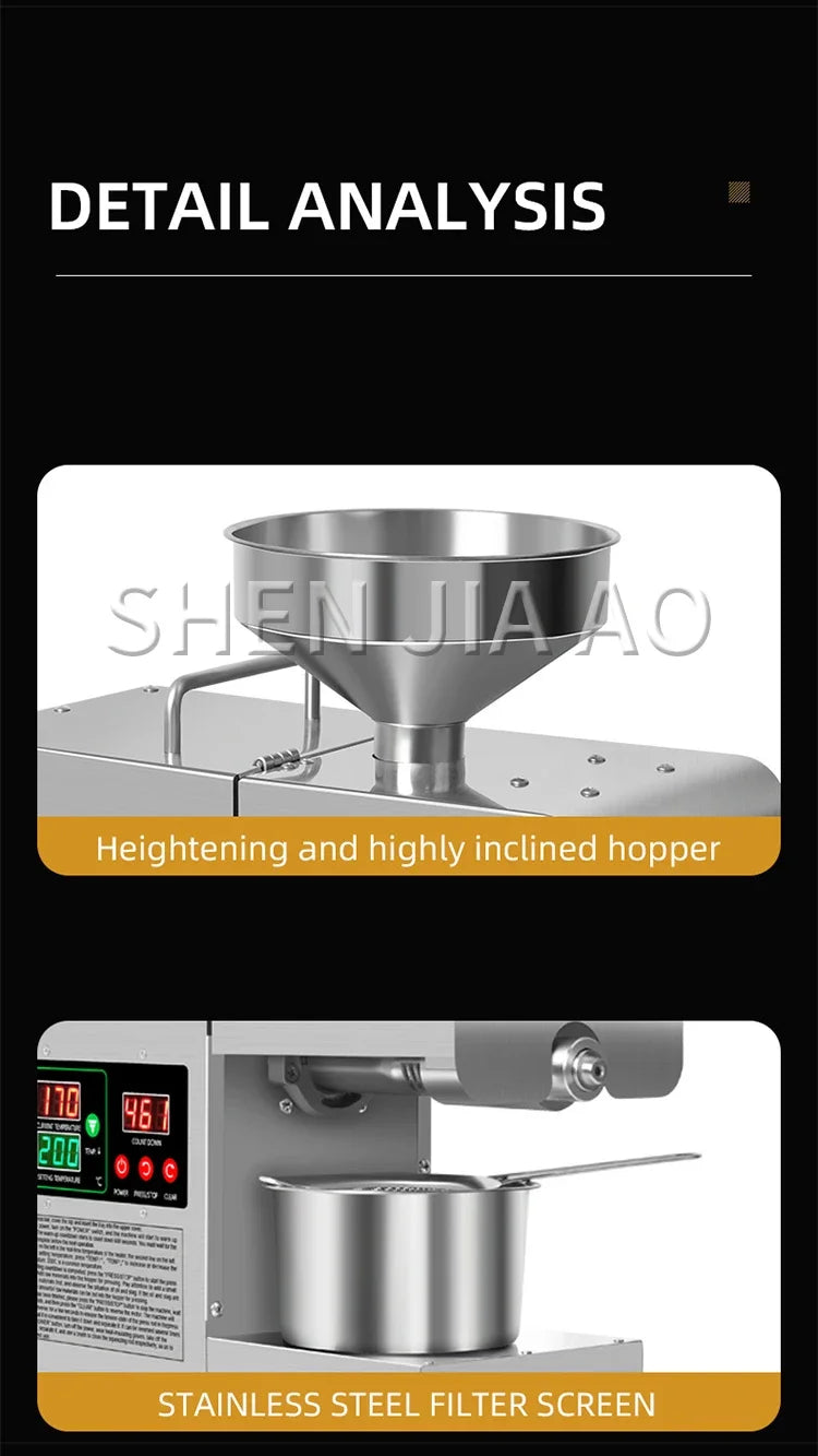 X8S New Intelligent Temperature Control Oil Press 820W Small Household Commercial Oil Press Homemade Peanut Oil 110/220V