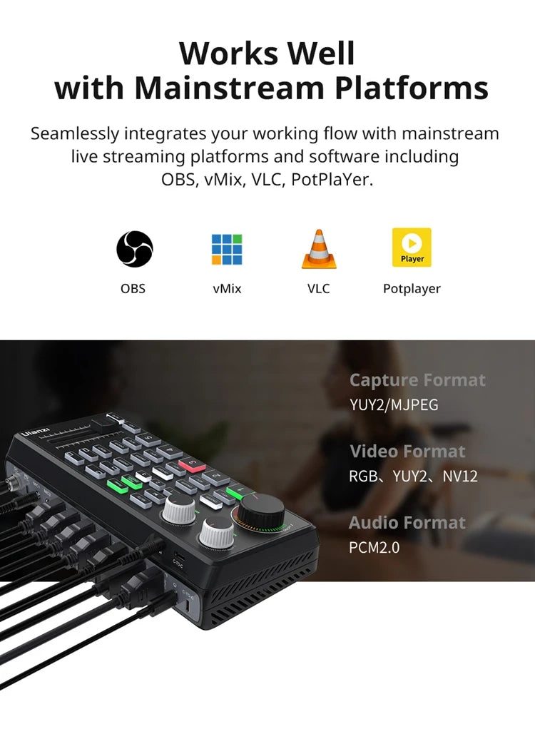 Ulanzi DD02 Live Video Switcher 4 CH HDMI Streaming 4K HD Screen For YUY2 MJPEG Capture Format Live Streaming Tool Video Mixer