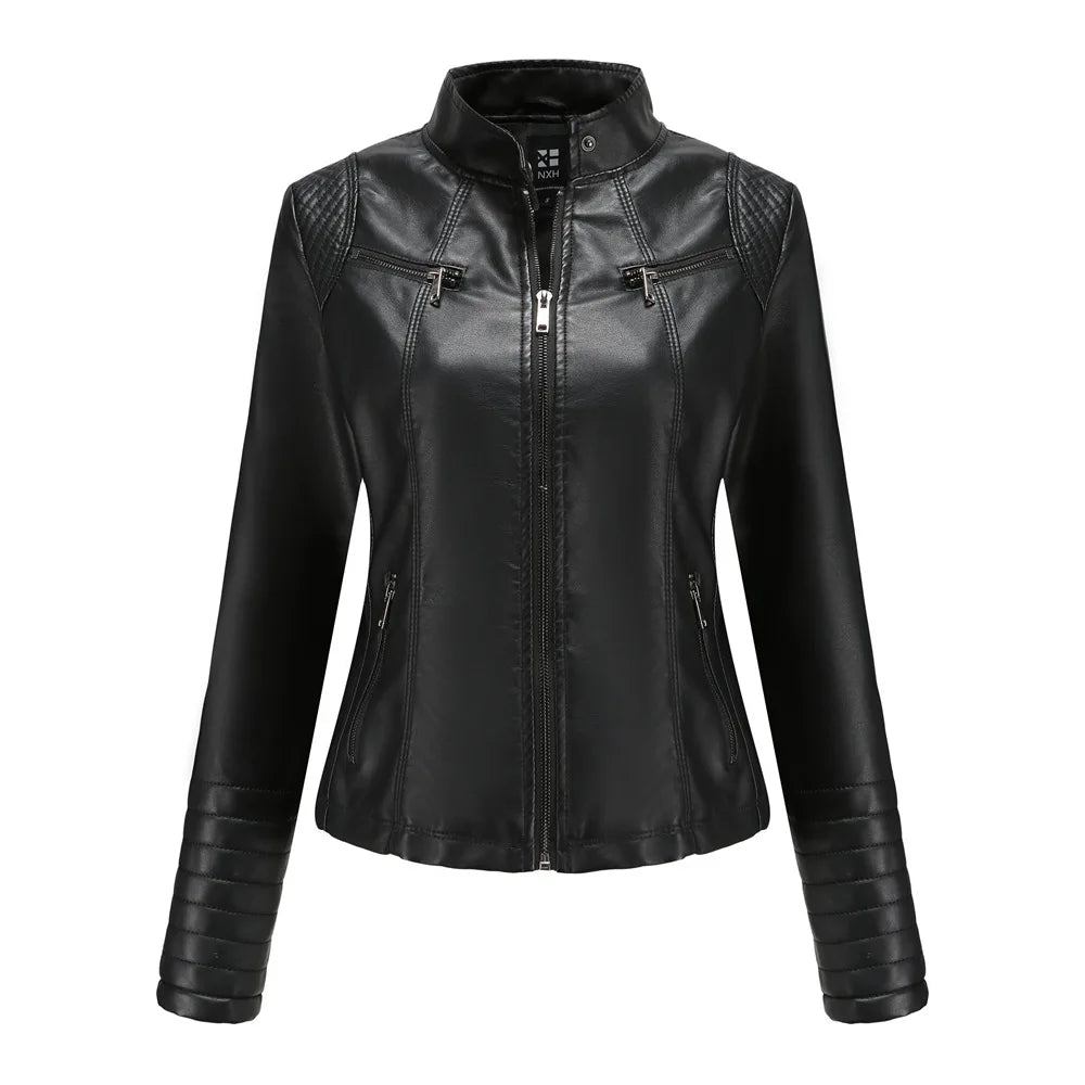 2025 Ladies New Autumn Motorcycle Short Chic PU Leather Jacket