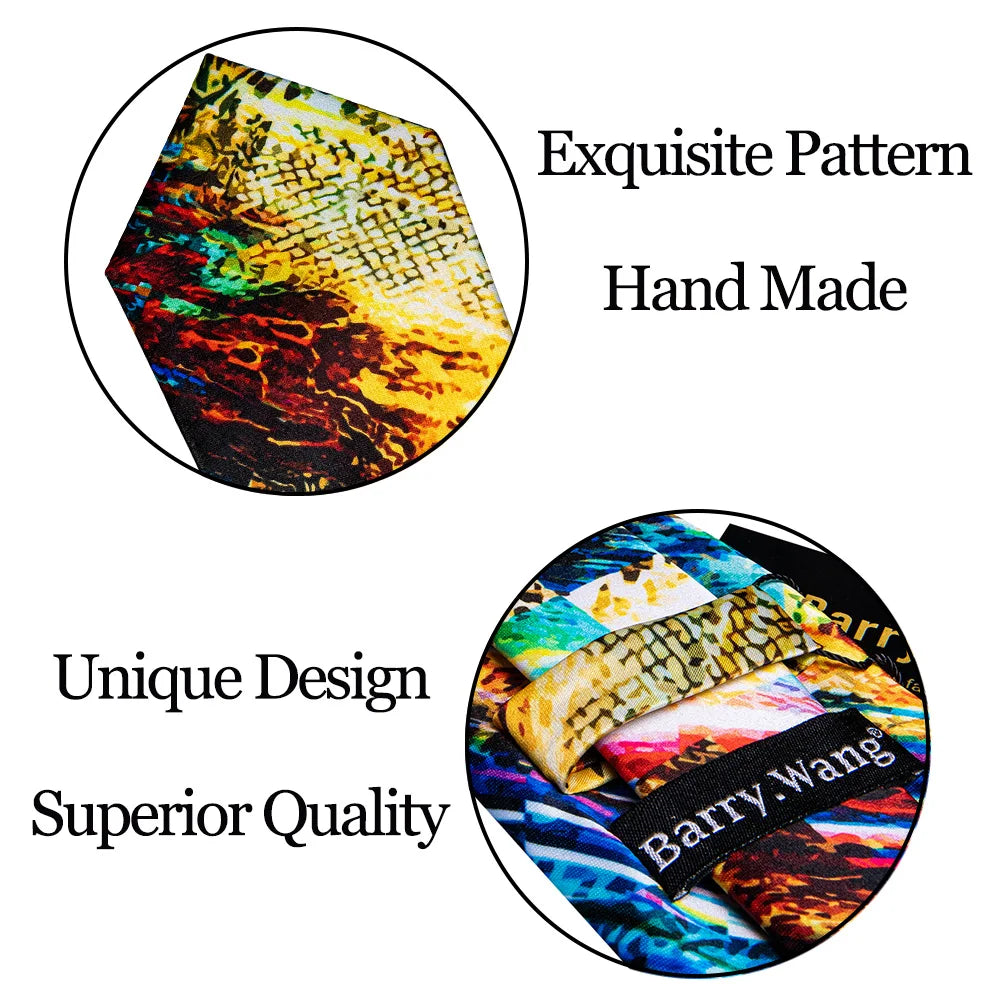 Designer Gold Print Silk Tie For Men 2025-2026 High Quality Pocket Square Cufflinks Sets Party Birthday Gifts Necktie Barry 5281