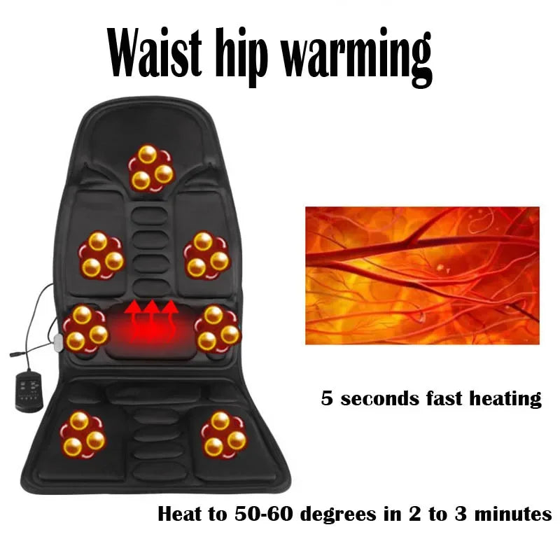 Car Home Office Massage Full-Body Back Neck Waist Therapy Heat 7 Motors Vibrate Heated Massage Electric Vibrator Cushion Seat