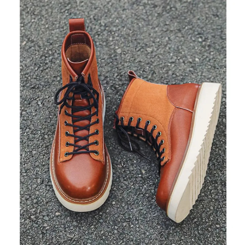 New Collection 2024-2025 Leather Boots Men's Retro Work Boots Lace Up Anti Slip Men's Boots Botas Masculino Chaussure Hommes Botas Para Hombre Botines Free gift after any purchase Free Laptop Stand