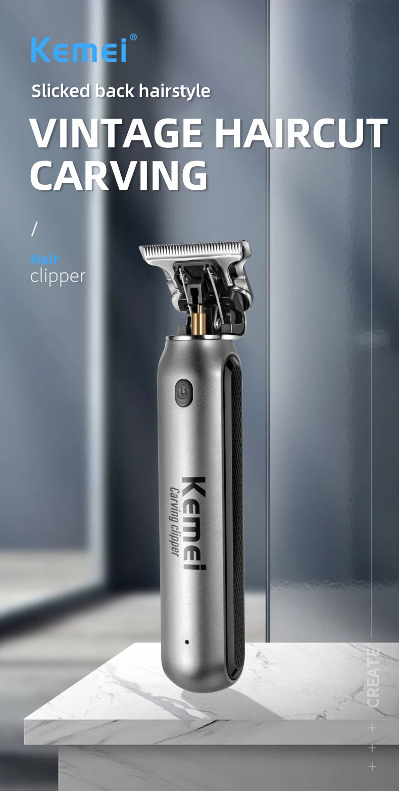 Kemei Mini Clippers Men's Beard Trimmer Zero Gapped T-Blade Hair Cutting Machine Cordless Professional clippers KM-1757