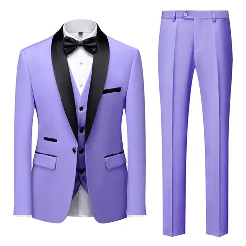 Black Men's Suit 3 Pieces, Business Wedding Terno Masculino, Fashion Slim Fit Costume Homme, Blue Red Gray, Asian Size M-4XL 5XL
