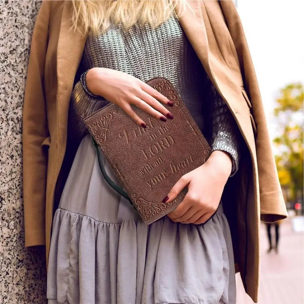 Vintage Bible Cover Carrying Case PU Leather Carrying Bag Protective Case Portable Carrying Book Case Church Bag With Handle