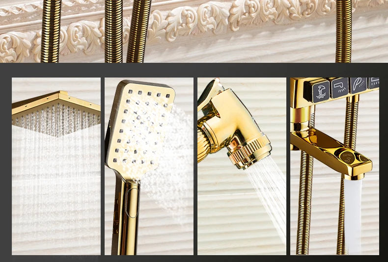 New 2024-2025 Chrome Digital Bathroom Shower System for Bathroom Accessories Brass Bathroom Mixer Faucet Thermostatic Digital Shower Set Plus FREE SHIPPING