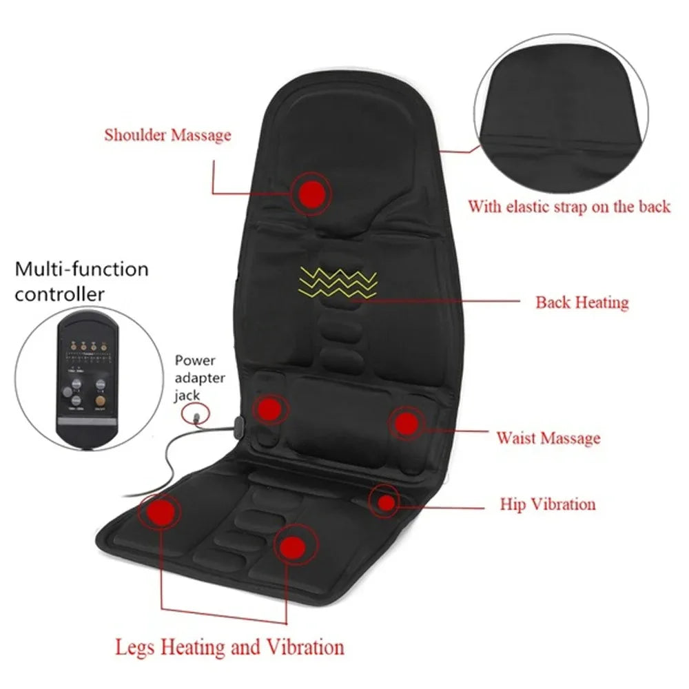 Car Home Office Massage Full-Body Back Neck Waist Therapy Heat 7 Motors Vibrate Heated Massage Electric Vibrator Cushion Seat