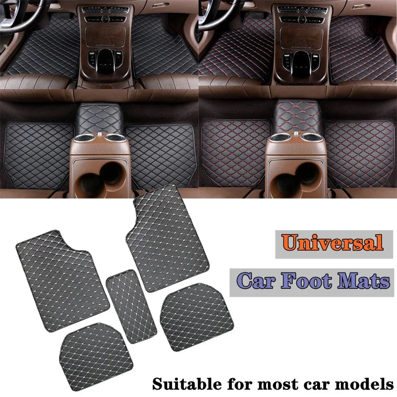 5PCS Universal Car Floor Mats PU Leather Waterproof Auto Foot Pad Protector Carpet Front and Rear Mats Set Auto Accessories
