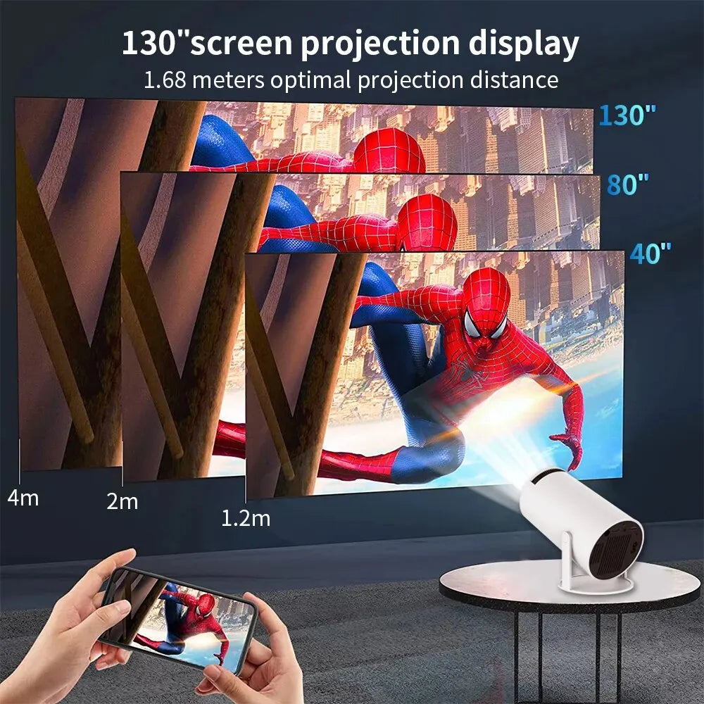 TINTINOS Salange HY300 Projector - Free Style Android Home Cinema, 720P/1080P/4K Supported, WiFi, HDMI, USB, Outdoor & Indoor Use