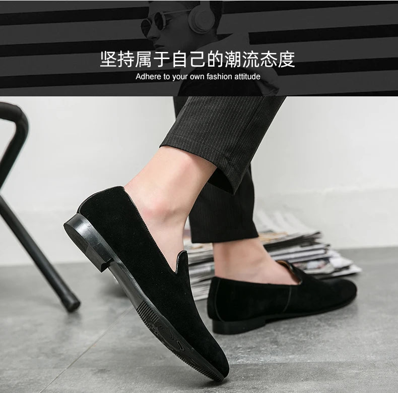 Brand 2024-2025 Green Men's Suede Loafers Fashion Soft Comfortable Breathable Moccasin Shoes Men England Style Slip-on Casual Shoes For Men
