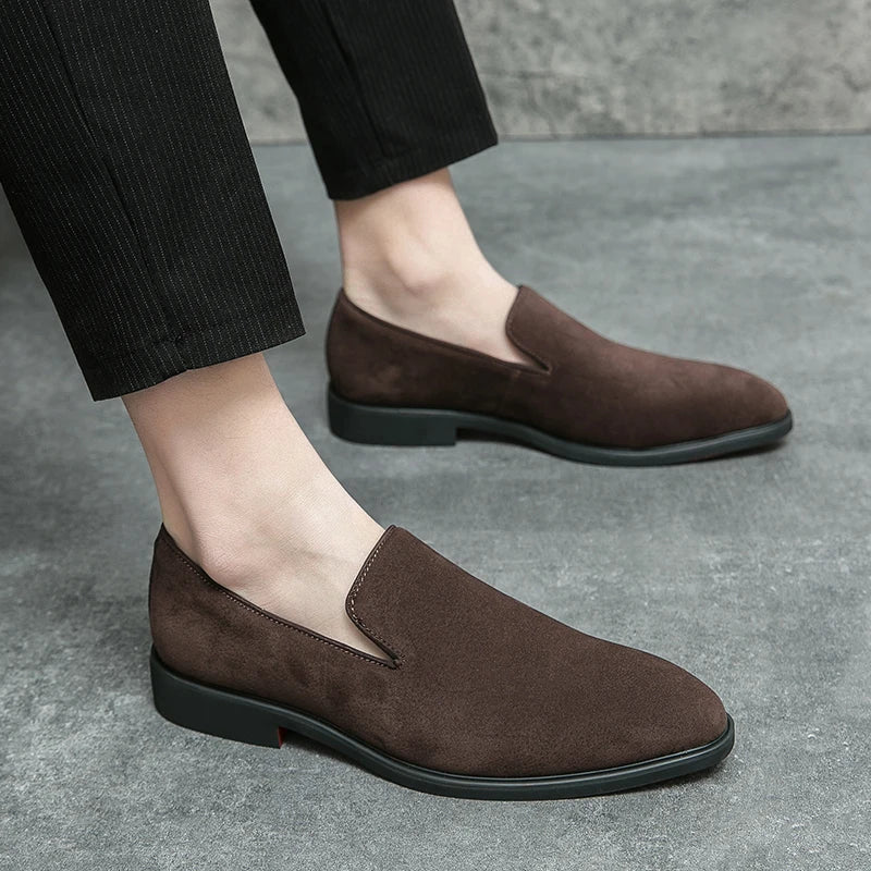 New Collection 2024-2025 Spring Italian luxury designer brand suede leather shoes Business Office Dress shoes for man Brown Loafers man