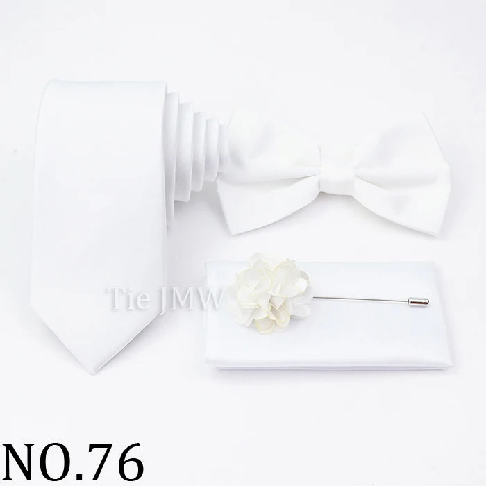 Hot Sale Pink Purple Sage Green Tie Set Polyester Necktie Bowtie Cufflink Brooch For Groom Suit Wedding Cravat Shirt Accessory