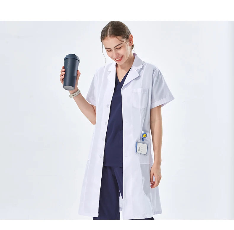 NEW 2024  White Lab Coat for Women Men Students Chemistry Healthcare Professionals Nurse Long Sleeves Doctor Work Robe XK002