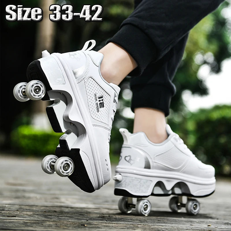 Roller Skates Running Sneakers Women's Roller Skates Adult Children Unisex Roller Skates Transformer Parkour Shoes 4 Wheels