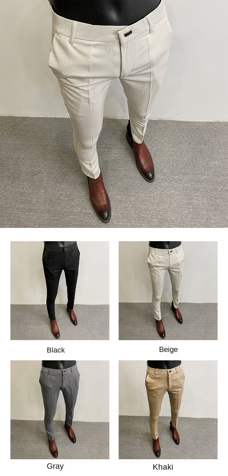 Men Suit Pants Formal Trousers Pantalone Hombre Stretch Slim Solid Color Casual Dress Full Length Pants Fashion New Men Clothing- FREE Laptop Stand is offer if you buy a pant