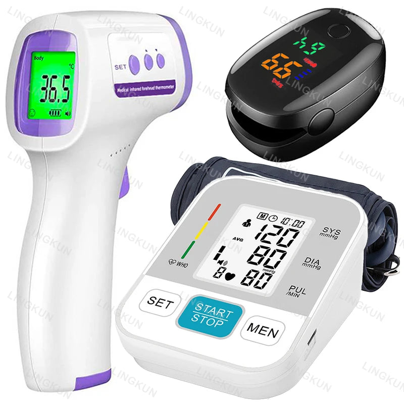 Digital Arm Blood Pressure Test Kit Cuff Sensor Monitor BP Automatic Pressure Tonometer Tensiometer Heart Rate Pulse Meter