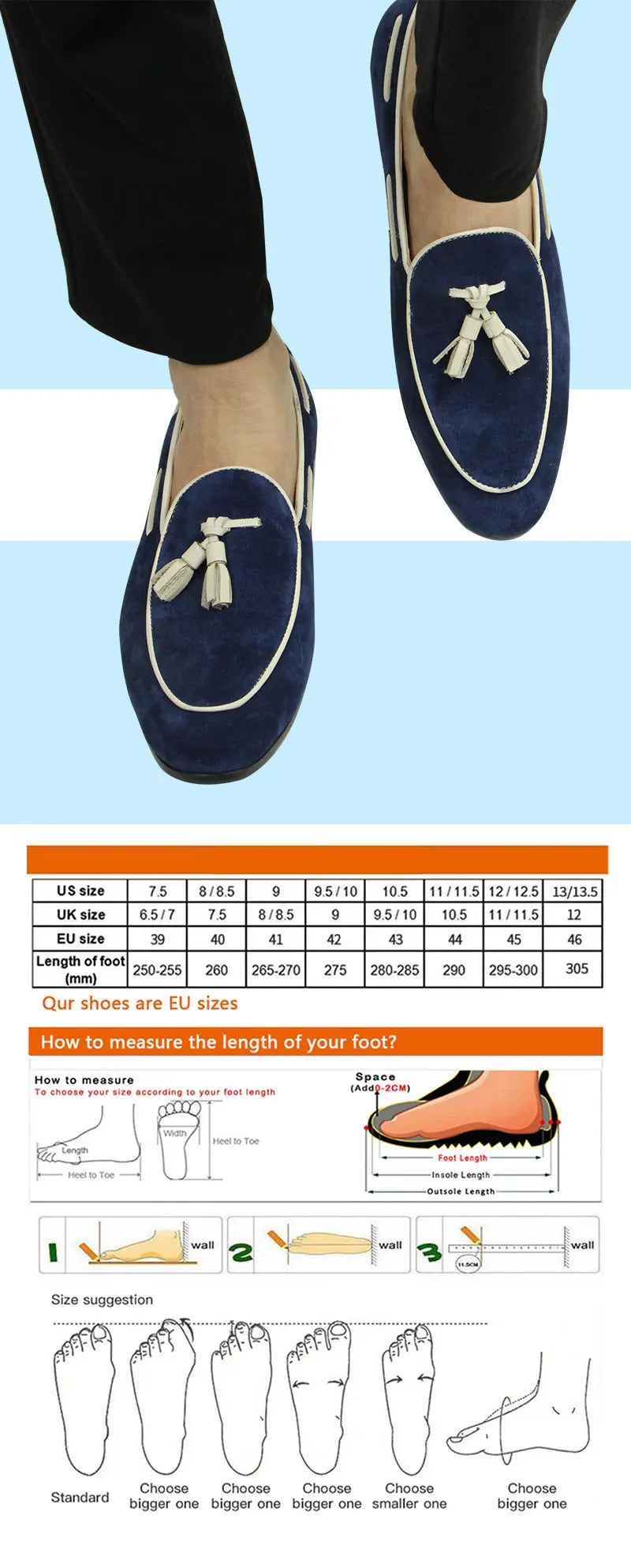 Our New Collections 2025 Penny Blue Loafer Men Shoes Fashion Tassel One-step Summer Casual Daily Office Shoes for Men Cow Suede High quality Customized