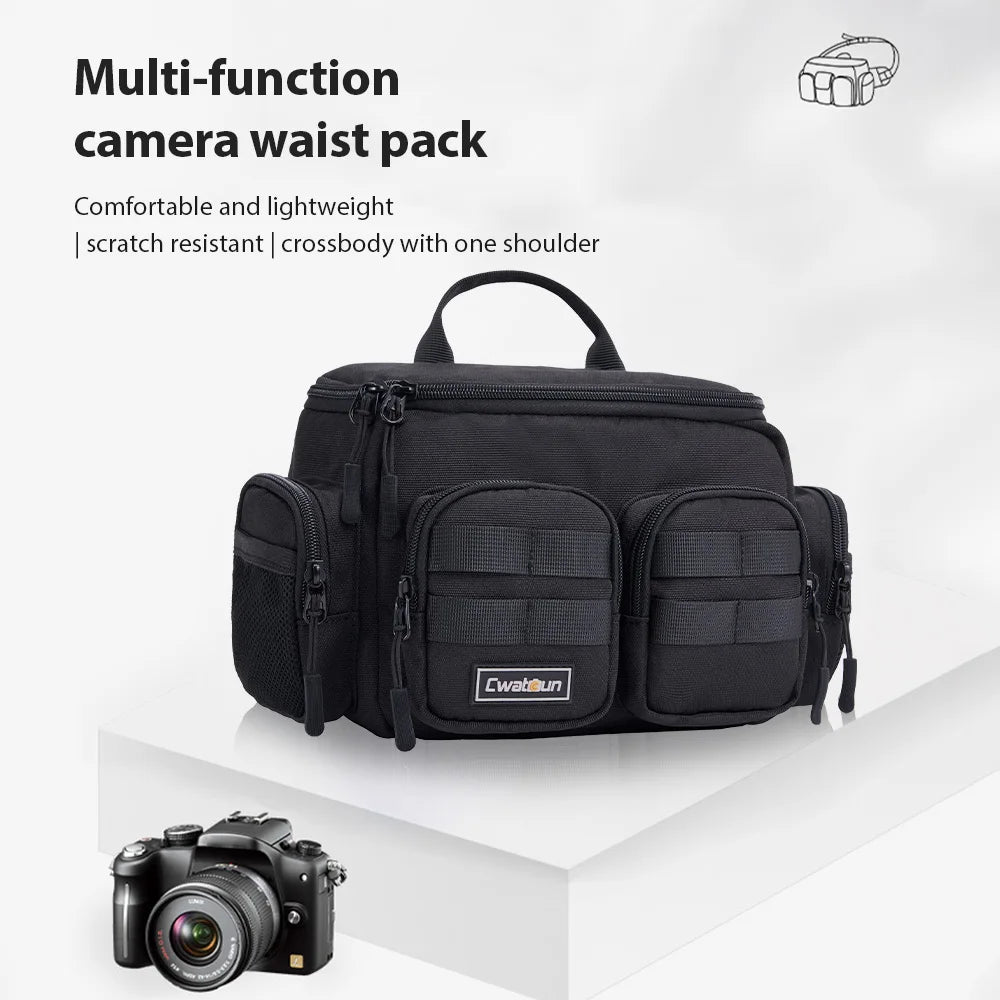 Camera Bag Travel Shoulder Bag Available for 1 Camera + 1 Lens Water-resistant Shock-proof Camera Case for SLR Camera Body/ Lens