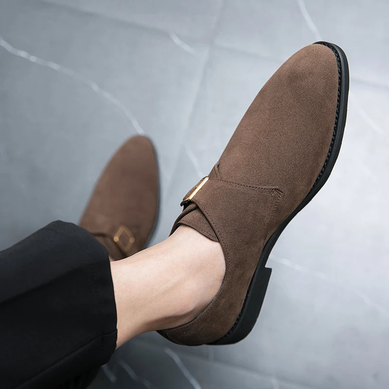 NEW 2024-2025 Fashion Luxury Brand Designer black Brown suede Monk Strap Shoes For Men Formal Wedding Dress Homecoming Sapatos Tenis Masculino