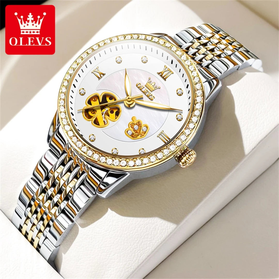 2024 OLEVS 6706 Mechanical Fashion Watch Gift Round-dial Stainless Steel Watchband Luminous