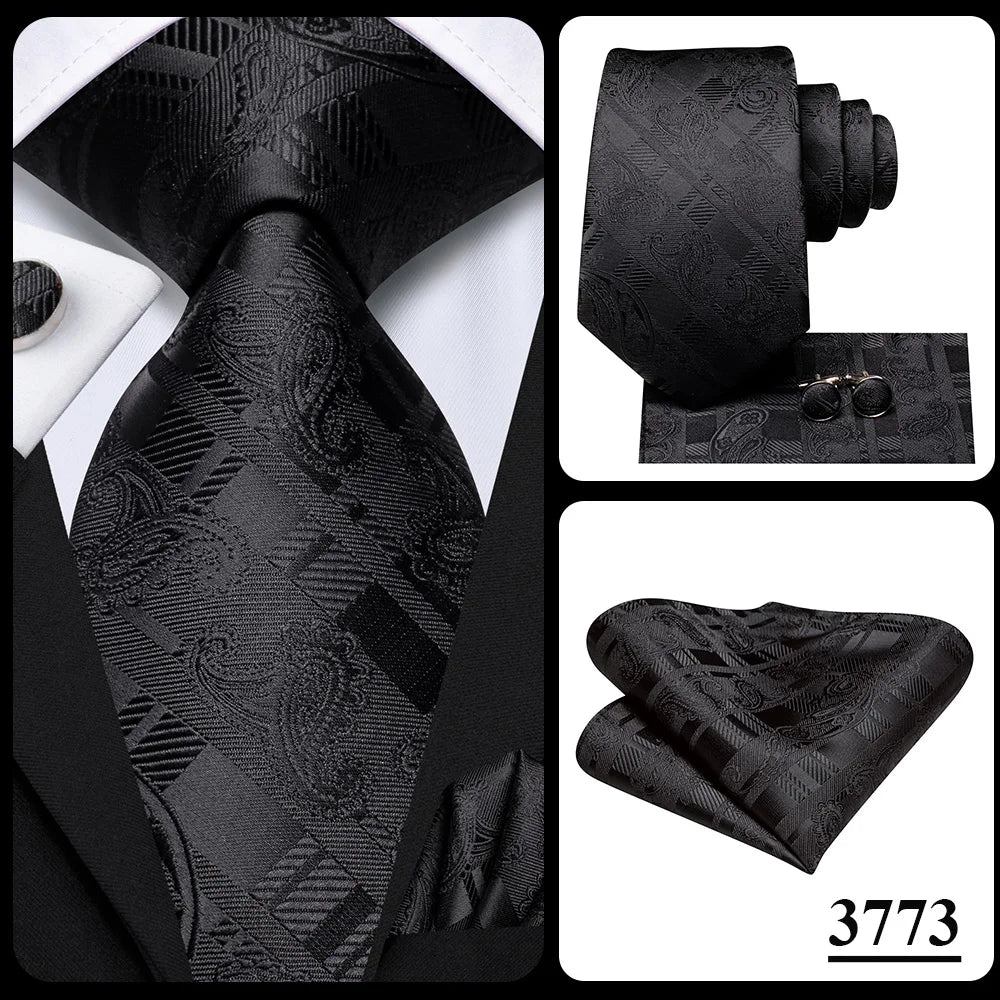 Our Brand  2025 Hi Tie Striped Sage Green Mens Fashion Necktie Handkerchief Cufflinks for Tuxedo Accessory Classic Silk Luxury Tie for Man Gift