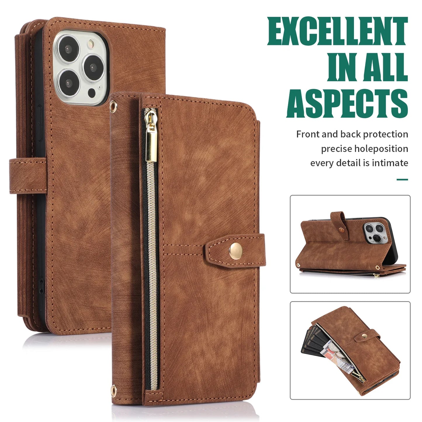 Crossbody Lanyard Card Slot Wallet Flip Case for iPhone 15 14 13 12 11 Pro Max Mini X XS 8 7 Plus SE 2020 2022 PU Leather Cover