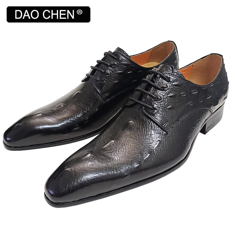 NEW 2024 ITALIAN MEN LEATHER SHOES BLUE BLACK CROCODILE SHOES LACE UP LUXURY MEN DRESS SHOES OFFICE WEDDING OXFORDS SHOES FOR MEN