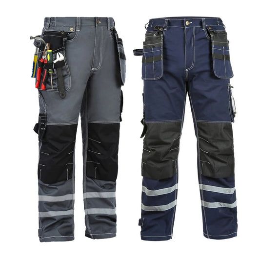 Electrician Men Working Pants Multi Functional Pockets Wear-resistance Workwear Trousers Reflective Work Mechanic Repair Mens Cargo Pants