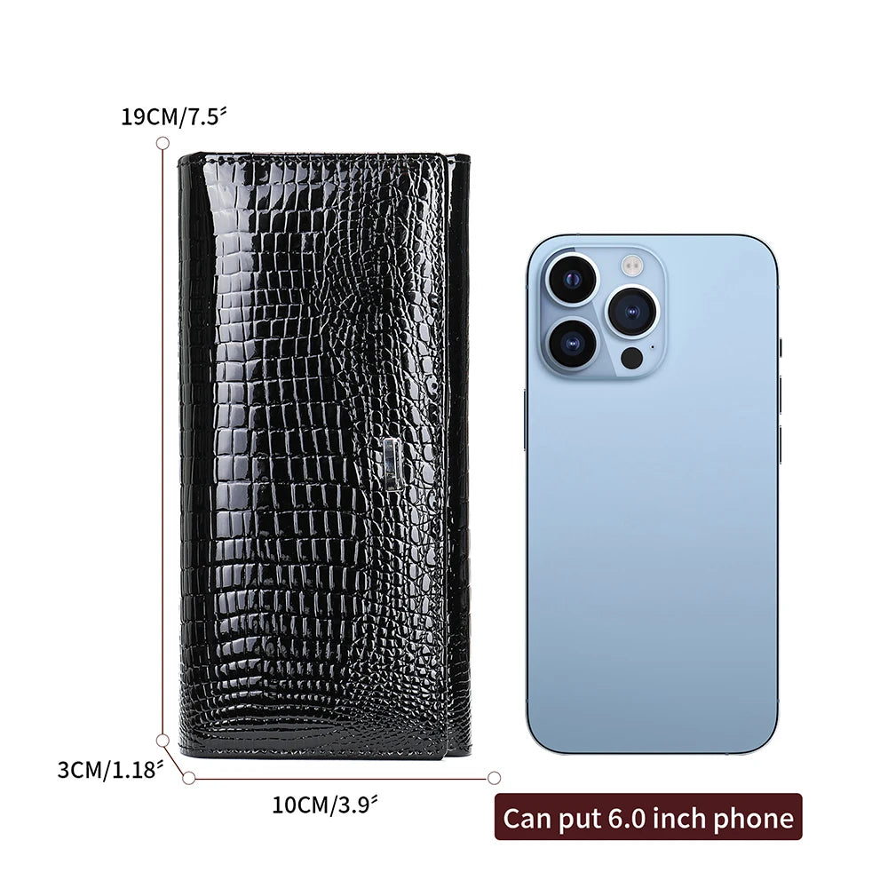 AMAZONY 2024 Women Leather Purse Clutch Long Wallets Cash Money Bag Luxury Designer Phone Pocket Coin Band Card Holder Handbags