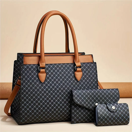 2024 NEW PU MATERIAL LADY TOTE BAG PLAID COLOR CONTRAST FASHION PRINTED MOTHER BAG ALL SHOULDER ATMOSPHERIC CROSSBODY BAG
