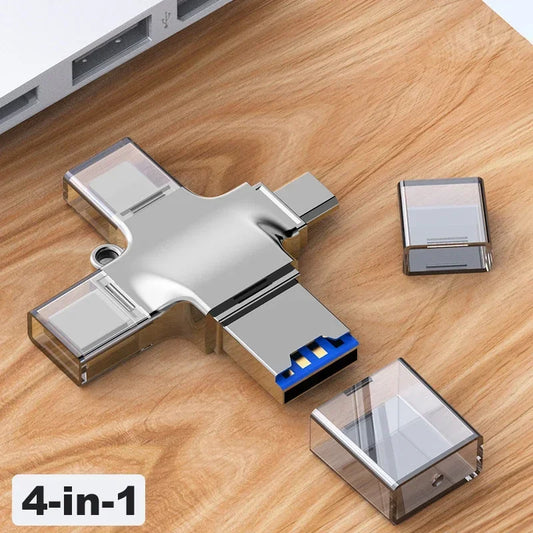 USB C OTG Adapter  4-in-1 USB 3.0 to USB-C Micro USB Type C Lightning Computer Tablet USB Card Reader WHEN you buy one we freely offer a laptop stand as a gift