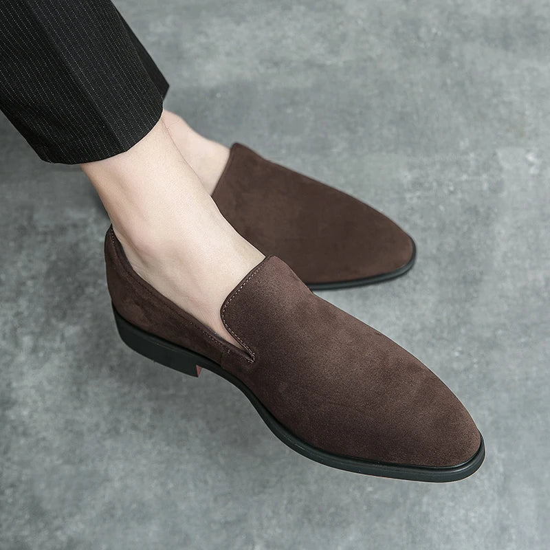 New Collection 2024-2025 Spring Italian luxury designer brand suede leather shoes Business Office Dress shoes for man Brown Loafers man