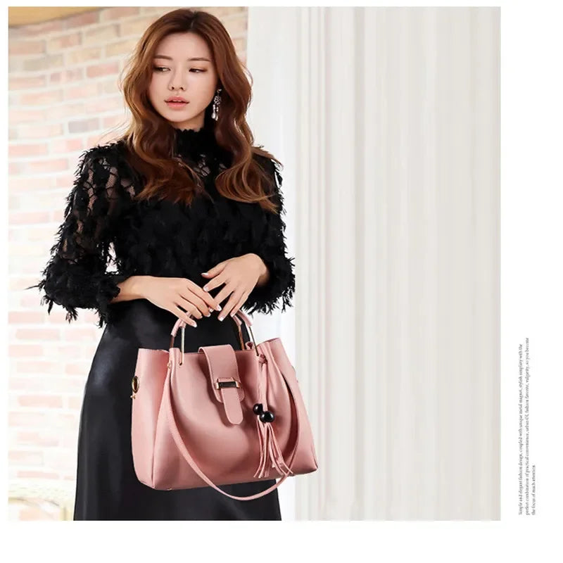 2024 JBTP New Fashion Women Bags Set 3pcs Large Casual Bags Leather Female Shoulder Bag Ladies Brand Composite Shoulder Bags