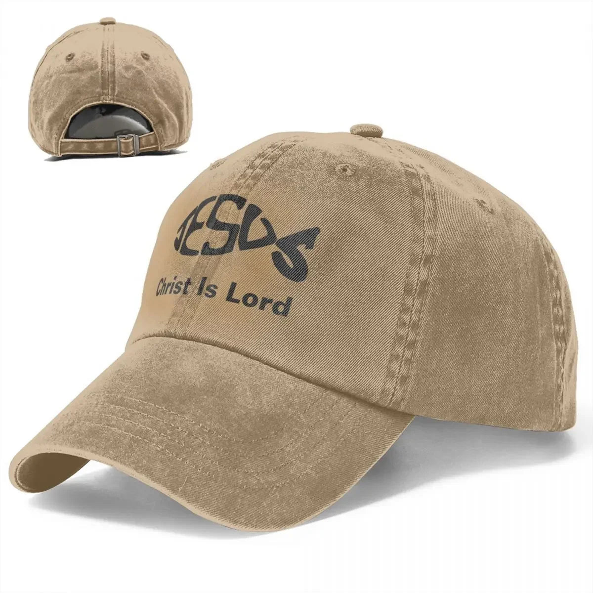 Baseball Cap Jesus- Christ Is Lord Outfit Men Women Casual Distressed Denim Fishing Lover Headwear Gift
