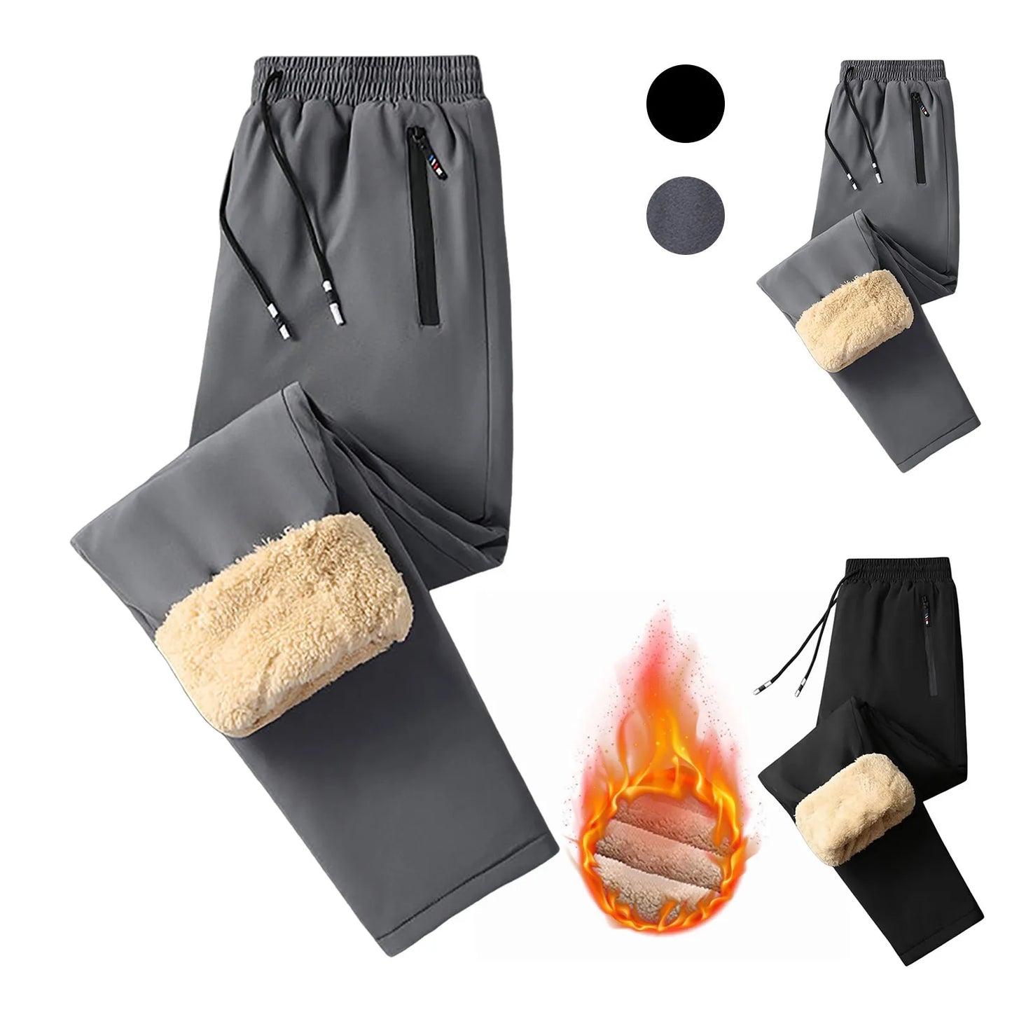 Women’S Plus Size Fleece Lined Sweatpants Winter Warm Wide Straight Leg Pants High Waisted Casual Pants For Women Elastic