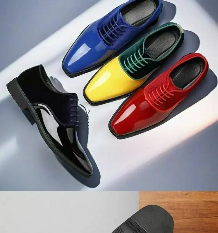 yellow blue red black oxford shoes man eleganti patent leather formal shoes man designer casual business wedding shoes for man